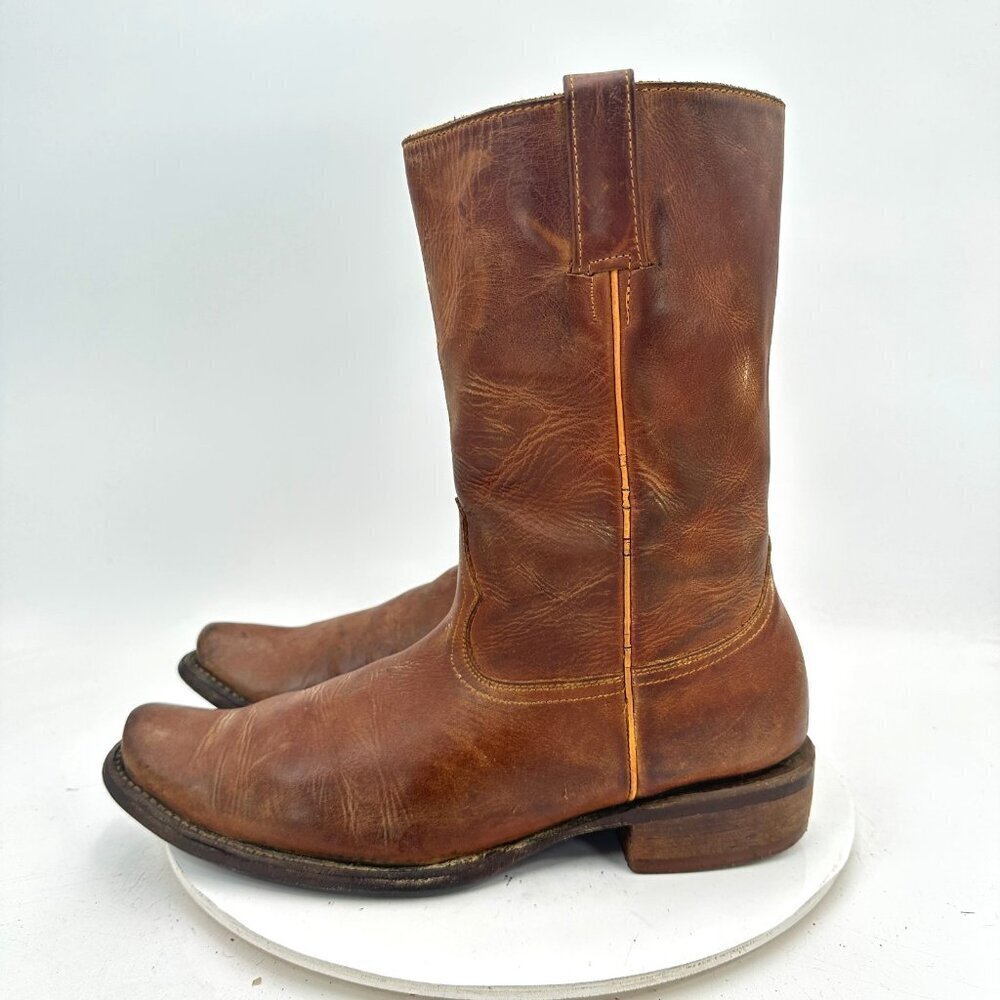 San Pedro Botas Men Size 7 Brown Leather Side Zip Western Cowboy Boot